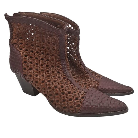 Coconuts By Matisse Caught Up Woven Leather Perforated Western Style Boots 7.5 - Picture 3 of 14